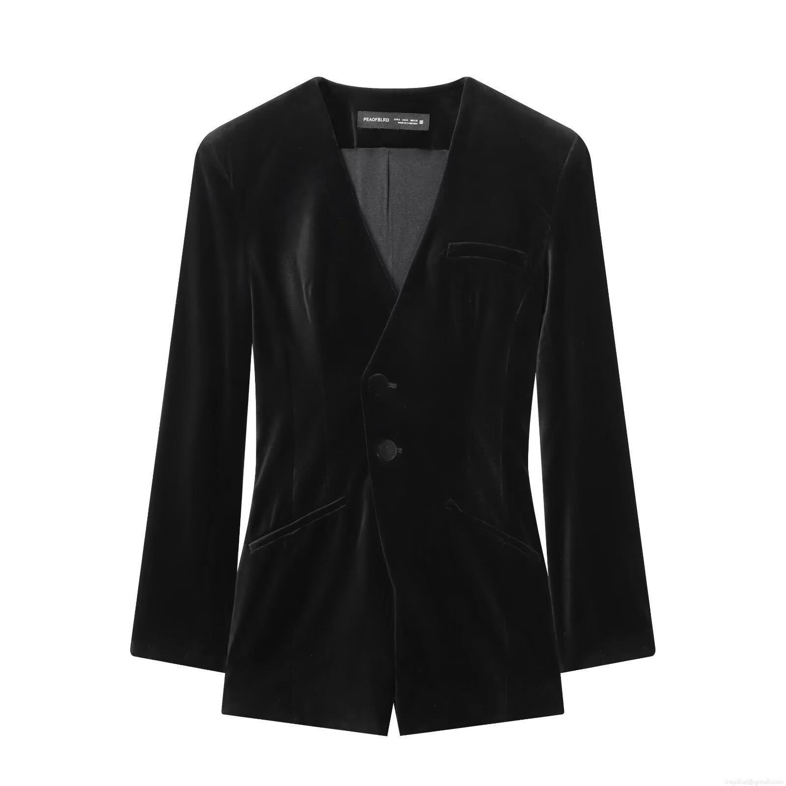 Women Velvet Blazer Jumpsuit V Neck Long Sleeve Slim Fit Short Romper Elegant Solid Color Button Down Autumn Winter One Piece Outfit