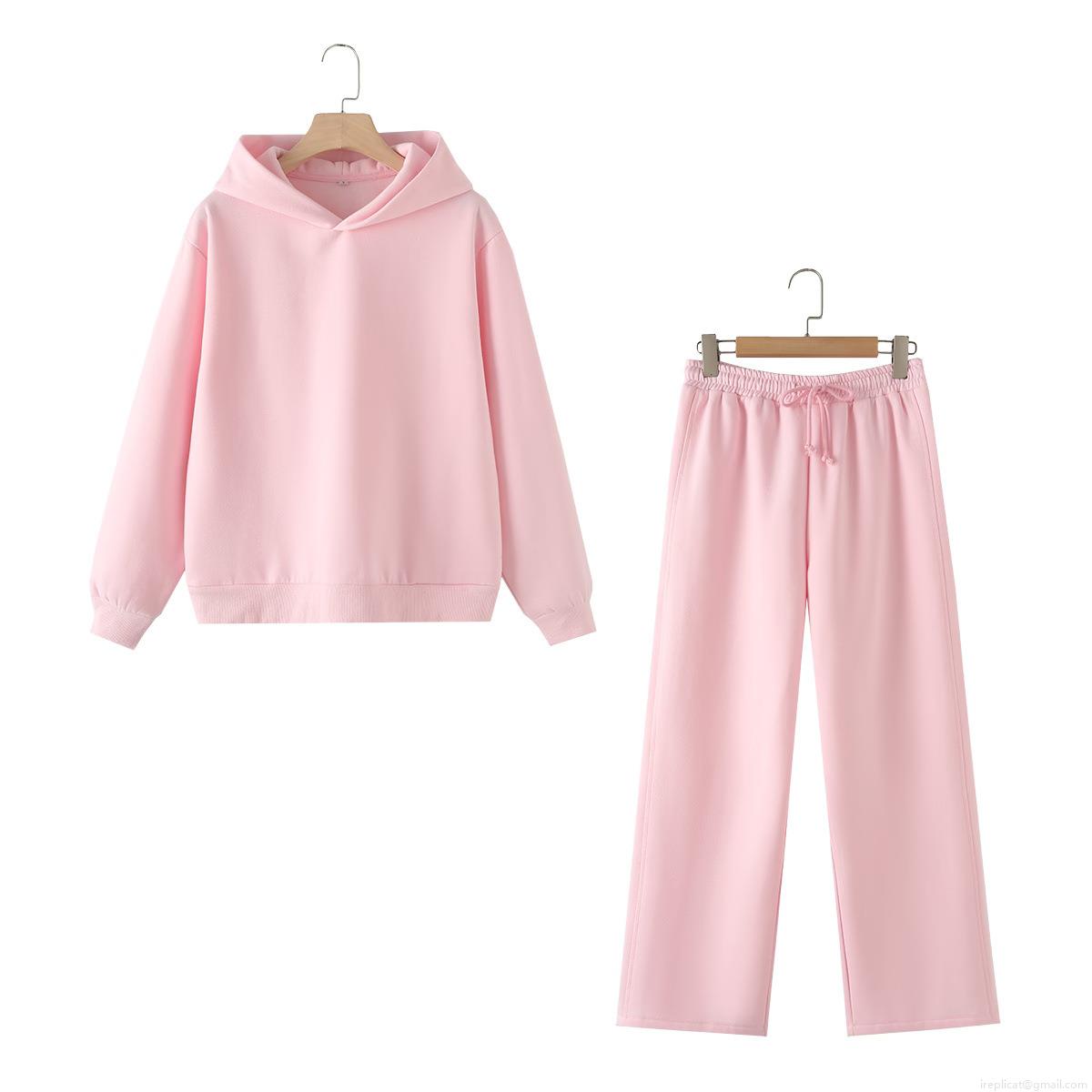 Women's Casual Cotton Blend Fleece Hooded Hoodie Pants Set Long Sleeve Pullover Elastic Waist Drawstring Wide Leg Trousers Daily Streetwear Sports Solid Color Oversized 2 Piece Outfits