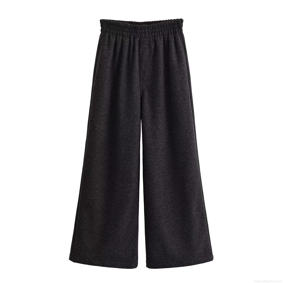 Women's Two Piece Lounge Set Casual Lapel Long Sleeve Polo Shirt Top And High Waist Wide Leg Pants Set Solid Color Thick Woolen Texture Autumn Winter Tracksuit For Women