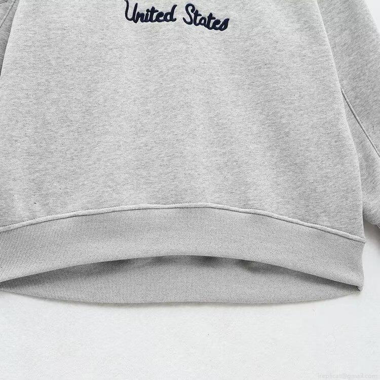 Women's Casual Cotton Blend Letter Embroidery Sweatshirt And Sweatpants Set Two Piece Outfits For Sporty Daily Loungewear Autumn Winter