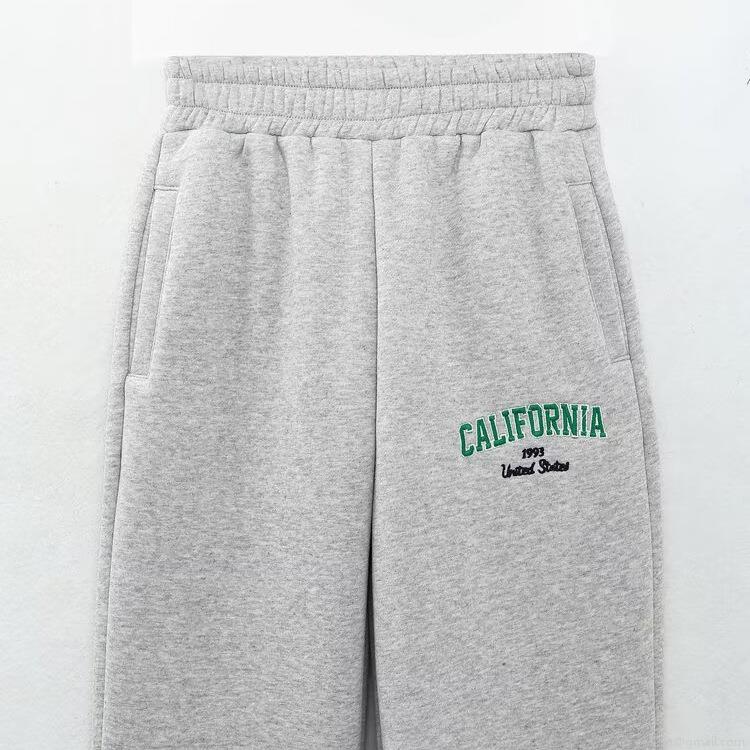 Women's Casual Cotton Blend Letter Embroidery Sweatshirt And Sweatpants Set Two Piece Outfits For Sporty Daily Loungewear Autumn Winter