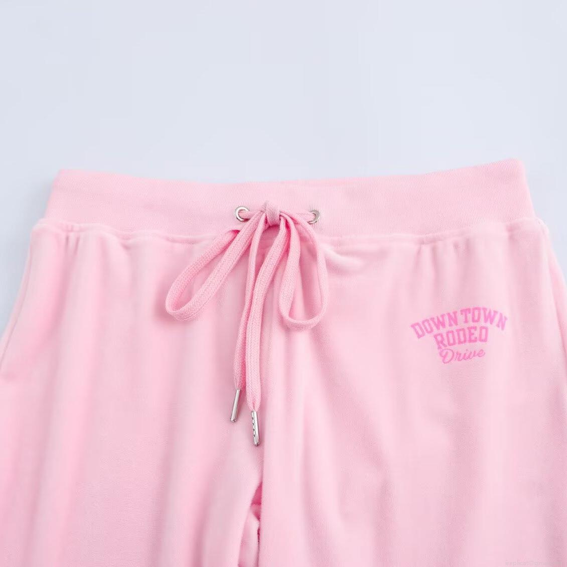 Women's Pink Velour Tracksuit Set Fashion Zip Up Hooded Sweatshirt and Drawstring Flare Leg Pants Two Piece Casual Loungewear Outfits for Women