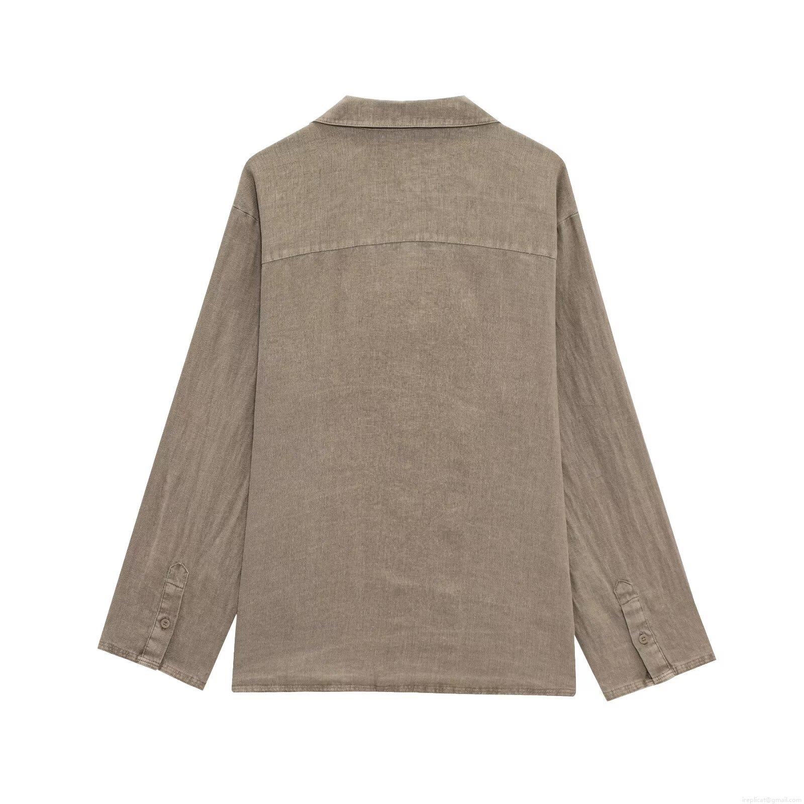 Women's Casual Natural Linen Shirt And Shorts Two-Piece Set Summer Solid Color Loose Breathable Hemp Texture Short Sleeve Outfits Loungewear For Lady