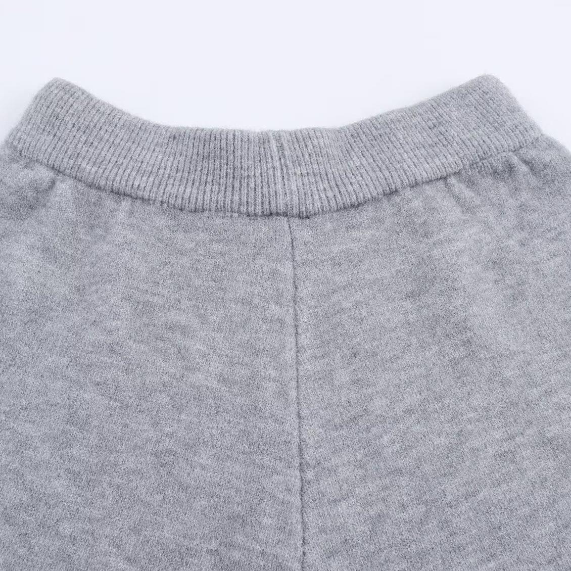 Women's Knit 2 Piece Outfits Casual V Neck Long Sleeve Top And Shorts Set Solid Color Loungewear Loose Fit Knitwear Homewear Polyester Tracksuit