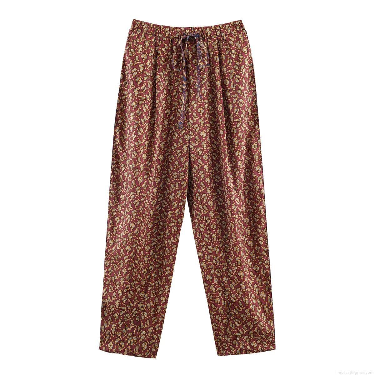 Women's Loungewear Set Piece Vintage Paisley Print Long Sleeve Button Down Shirt Drawstring Pants Comfortable Polyester Sleepwear Streetwear Outfit