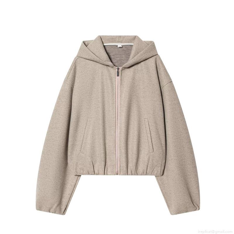 Women's Casual Two Piece Set Oatmeal Beige Hooded Zip Up Sweatshirt And High Waisted Wide Leg Pants Knit Loungewear Sporty Tracksuit Outfits