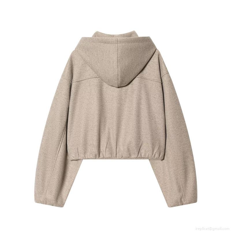 Women's Casual Two Piece Set Oatmeal Beige Hooded Zip Up Sweatshirt And High Waisted Wide Leg Pants Knit Loungewear Sporty Tracksuit Outfits