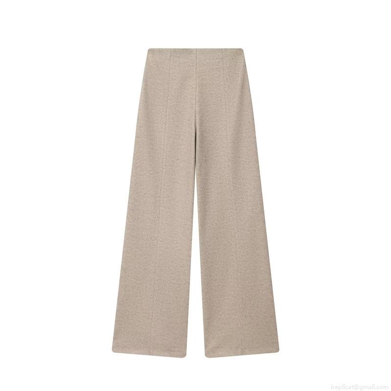 Women's Casual Two Piece Set Oatmeal Beige Hooded Zip Up Sweatshirt And High Waisted Wide Leg Pants Knit Loungewear Sporty Tracksuit Outfits