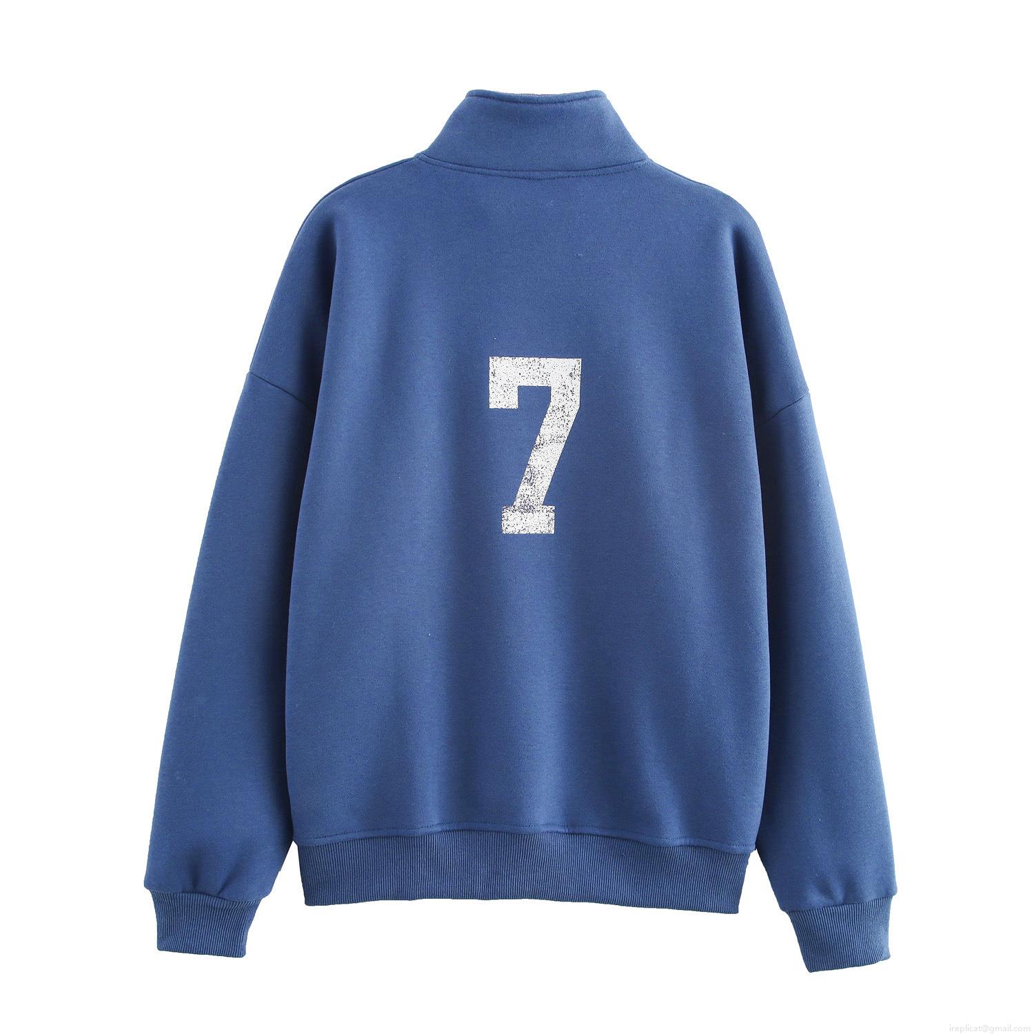 Women's Casual Cotton Blend Two Piece Set Half Zip Stand Collar Sweatshirt And Wide Leg Sweatpants Distressed Letter LA Print Loungewear Tracksuit For Women