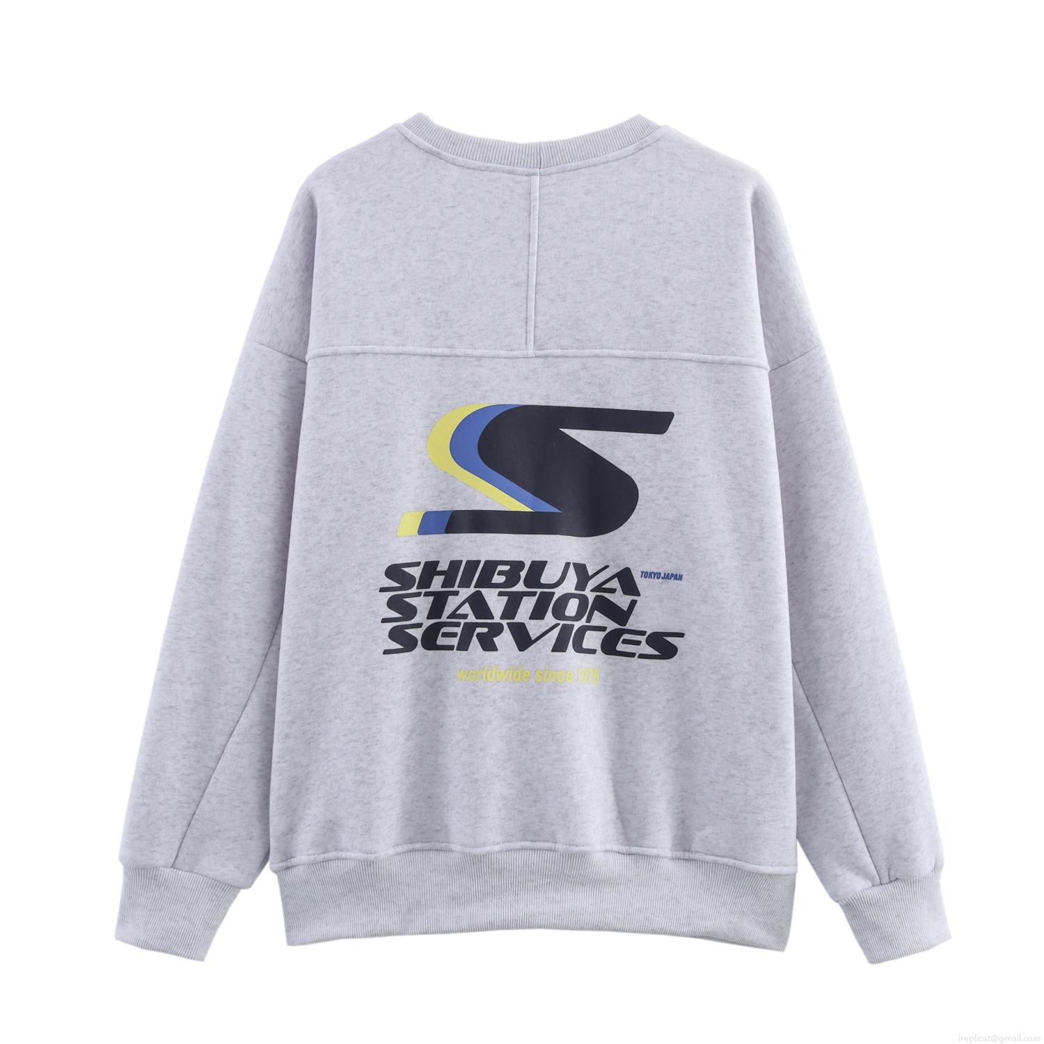 Women's Casual Knitted Two Piece Set Letter Print Round Neck Sweatshirt and Wide Leg Pants Streetwear Loungewear Outfit Heather Grey