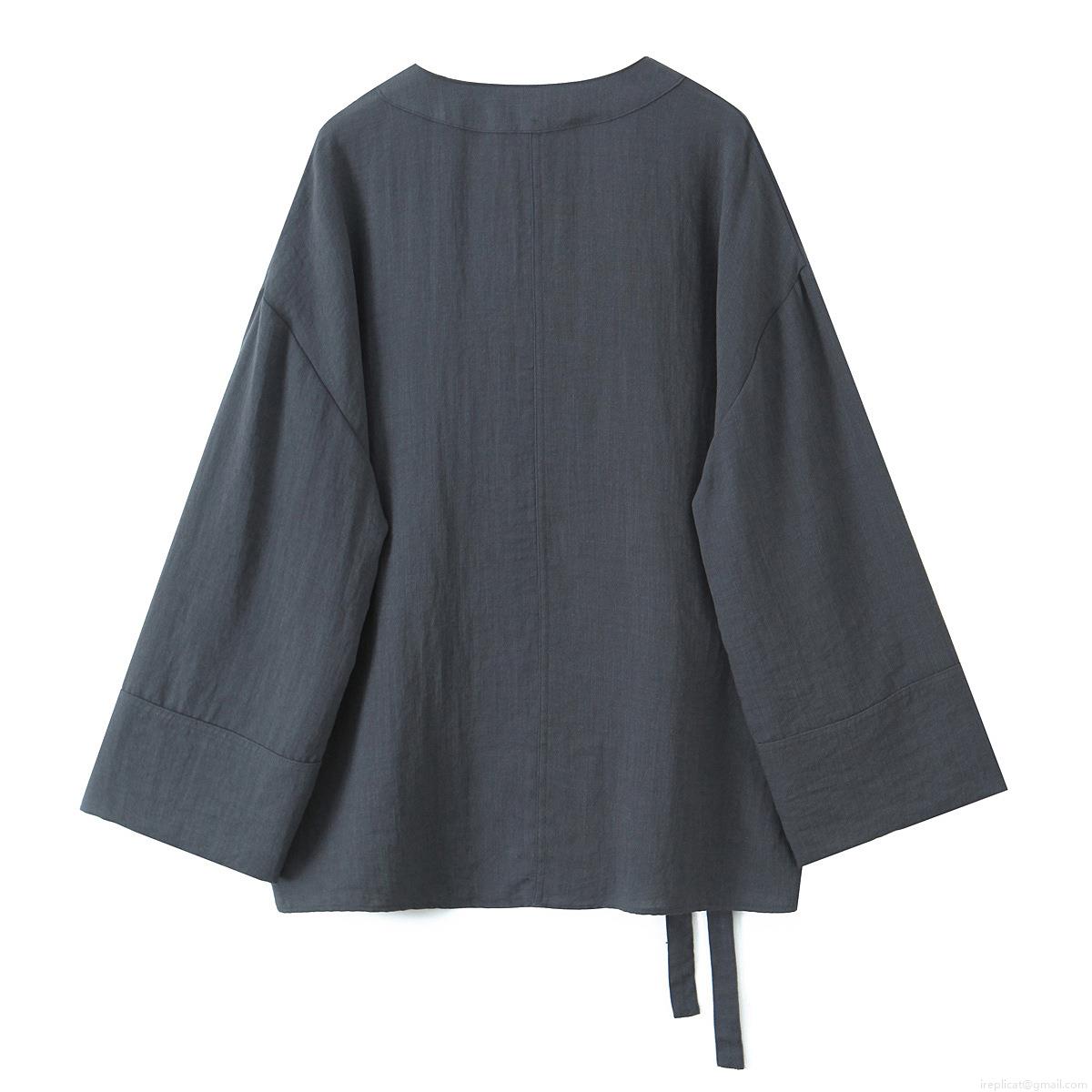 Women's Casual Two Piece Loungewear Set Japanese Kimono Style Lace Up Wrap Top And Wide Leg Pants Solid Color Cotton Linen Feel Outfit Streetwear