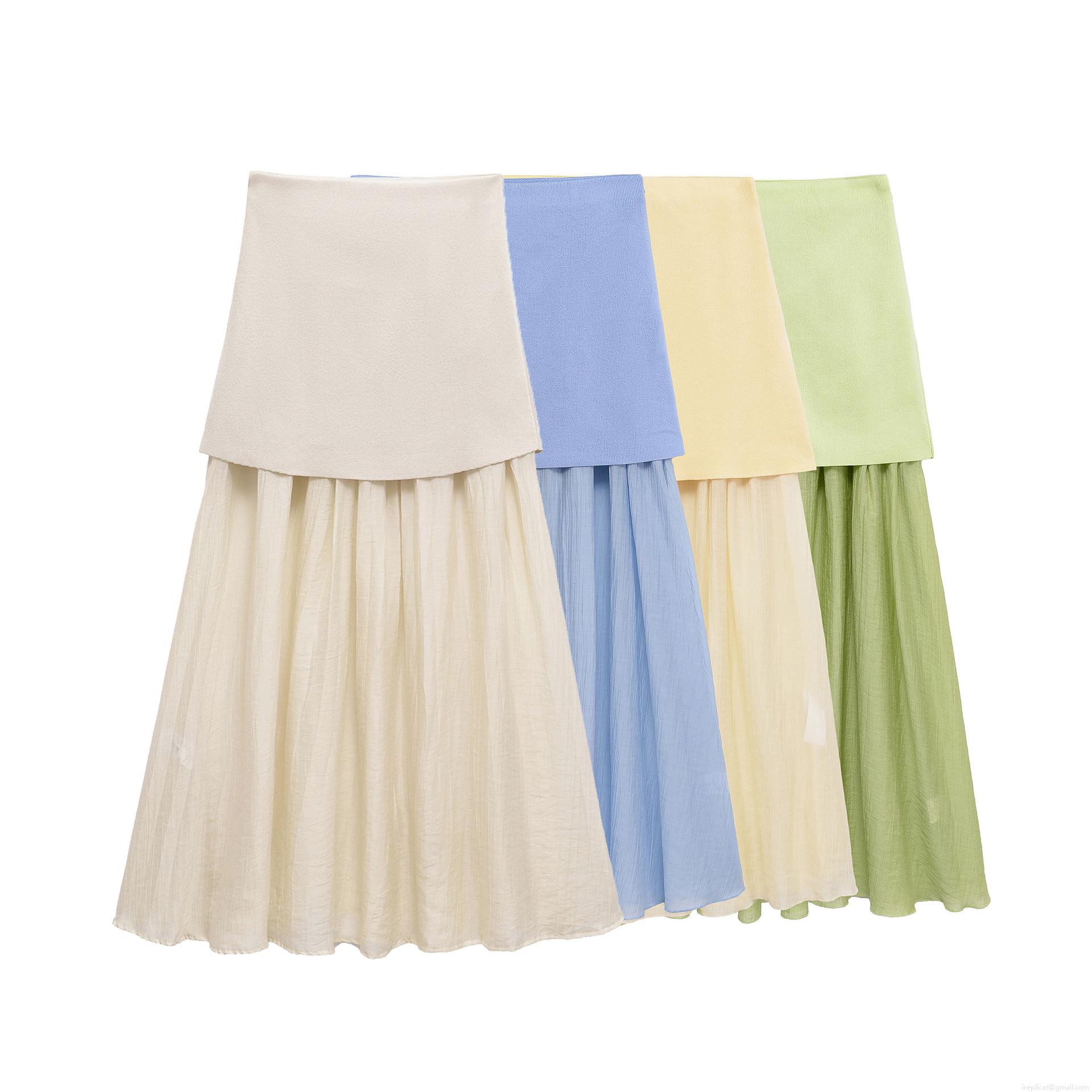Women's Casual Elegant Knit V-Neck Vest And Pleated Patchwork Long Skirt Set With Gold Buttons Sleeveless Knitwear Waistcoat And High Waist Flowy Skirt For Women Streetwear