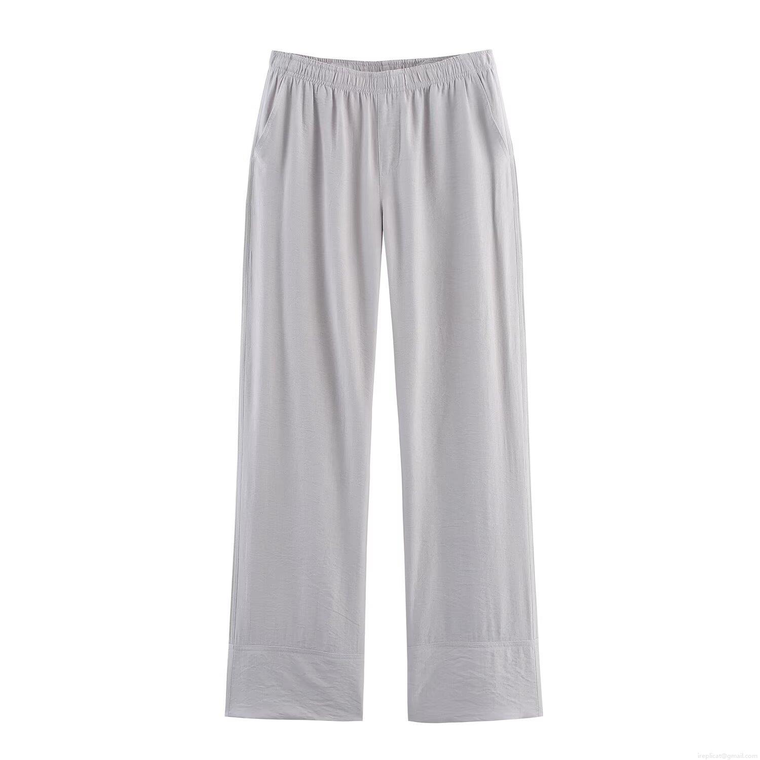 Women's Casual Loungewear Set Kimono Style Wrap Top And Wide Leg Pants Solid Color Cotton Blend Two Piece Outfits For Women Home Streetwear