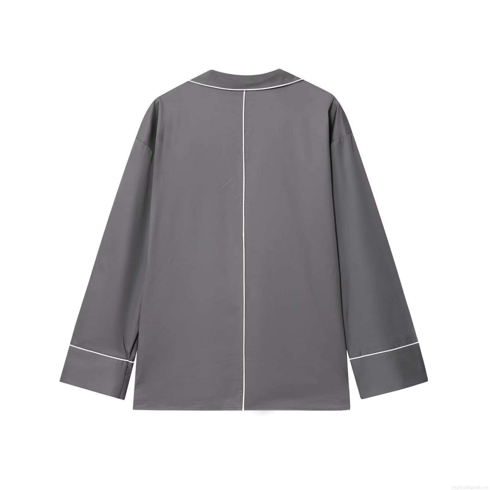 Women's 2 Piece Pajamas Set Contrast Piping Long Sleeve Button Down Shirt and Drawstring Waist Shorts Loungewear Set Home Wear