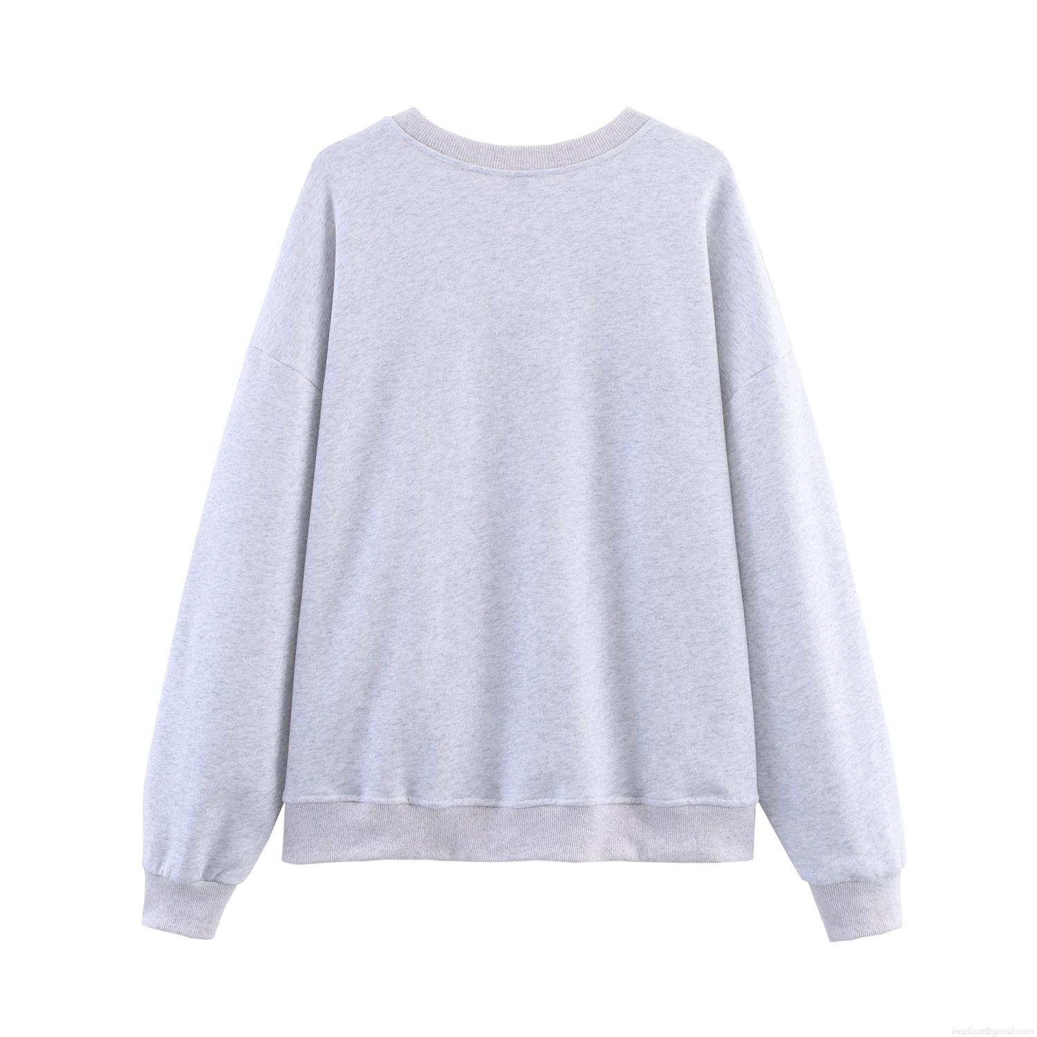 Women's Casual Grey Sweatshirt and Sweatpants Set Manhattan USA Letter Print Long Sleeve Crew Neck Loungewear Jogger Set Cotton Blend 2 Piece Outfit