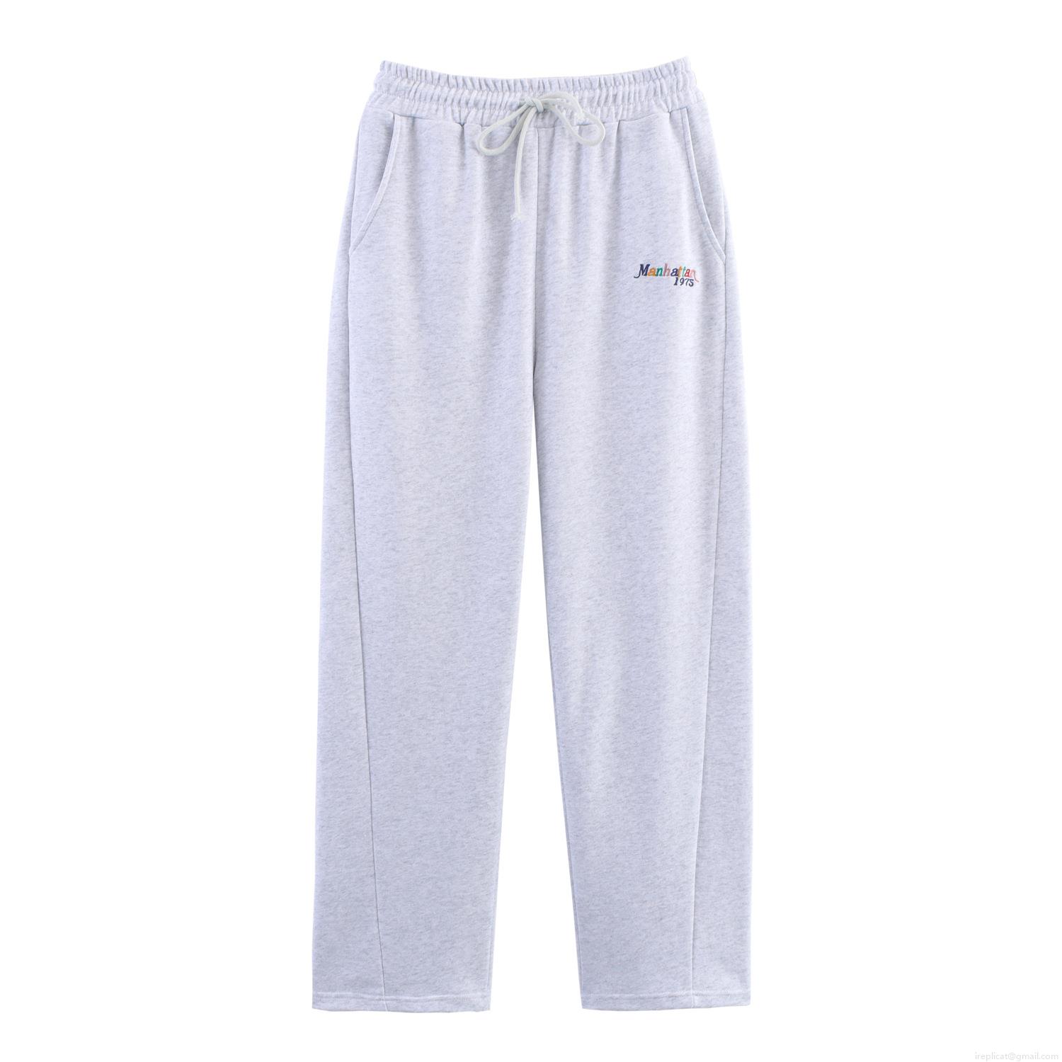 Women's Casual Grey Sweatshirt and Sweatpants Set Manhattan USA Letter Print Long Sleeve Crew Neck Loungewear Jogger Set Cotton Blend 2 Piece Outfit
