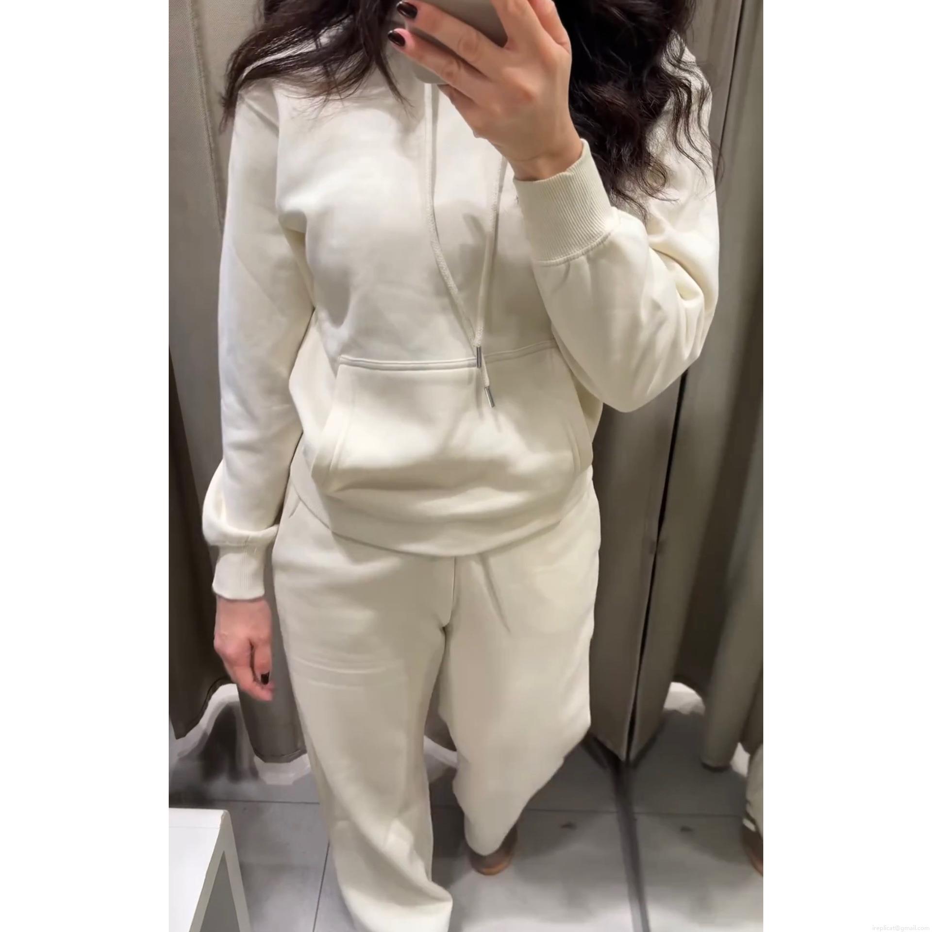 Women's Casual Two Piece Set Hooded Sweatshirt And Wide Leg Pants Solid Color Long Sleeve Hoodie Loose Jogger Tracksuit For Autumn Streetwear Comfort Loungewear