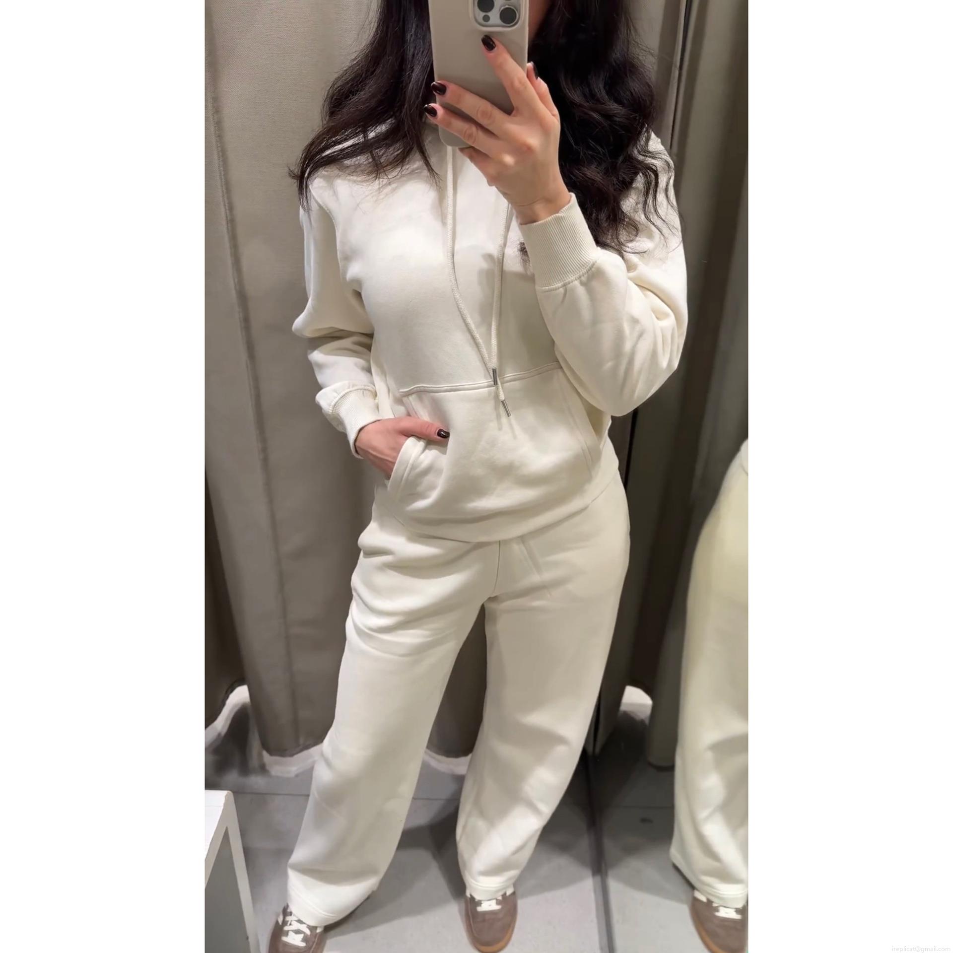 Women's Casual Two Piece Set Hooded Sweatshirt And Wide Leg Pants Solid Color Long Sleeve Hoodie Loose Jogger Tracksuit For Autumn Streetwear Comfort Loungewear