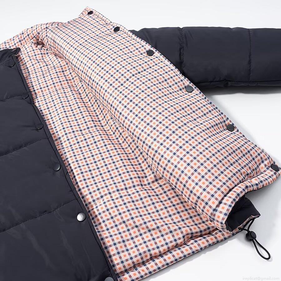 Women's Reversible Puffer Jacket Quilted Padded Winter Coat With Plaid Lining Stand Collar Long Sleeve Windproof Warm Outwear For Daily Streetwear Lady
