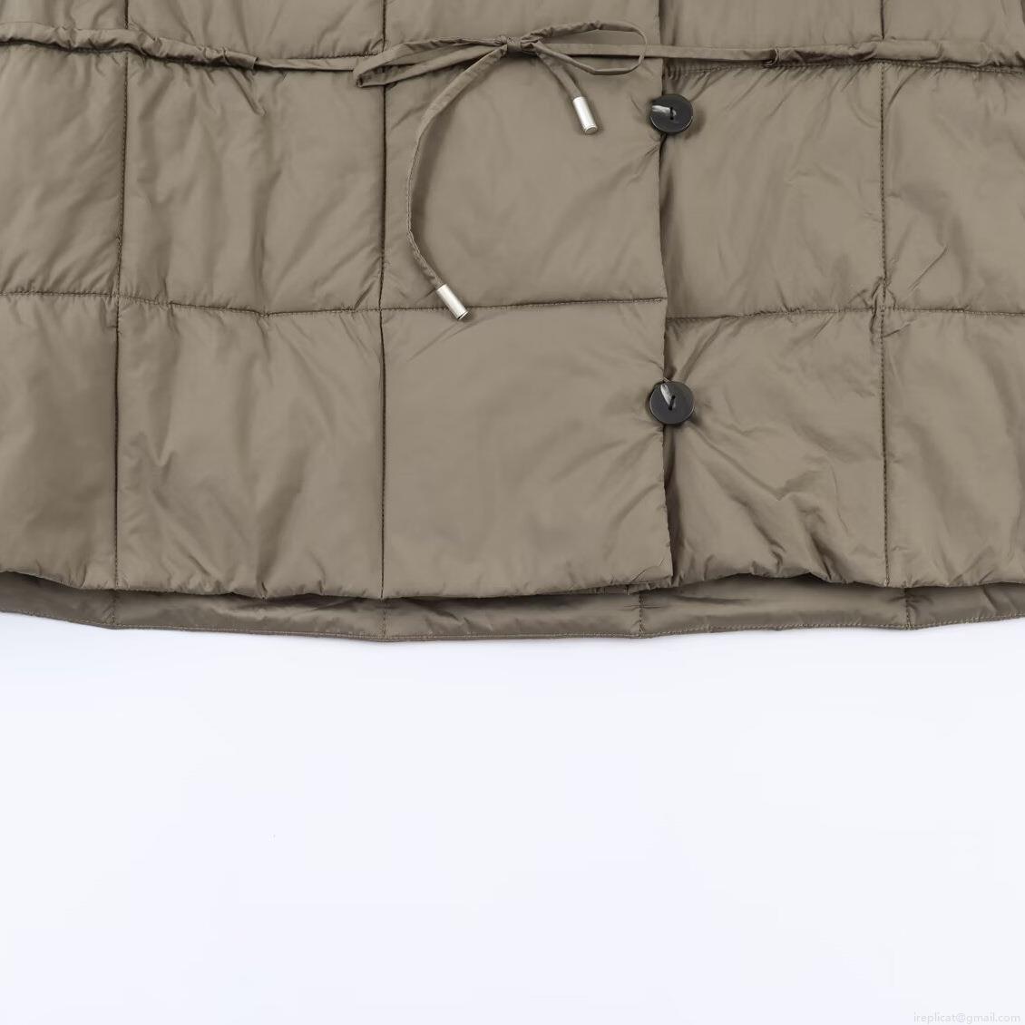 Women's Quilted Padded Jacket Polyester Long Sleeve Stand Collar Single Breasted Coat With Belt Winter Warm Streetwear Loose Outerwear