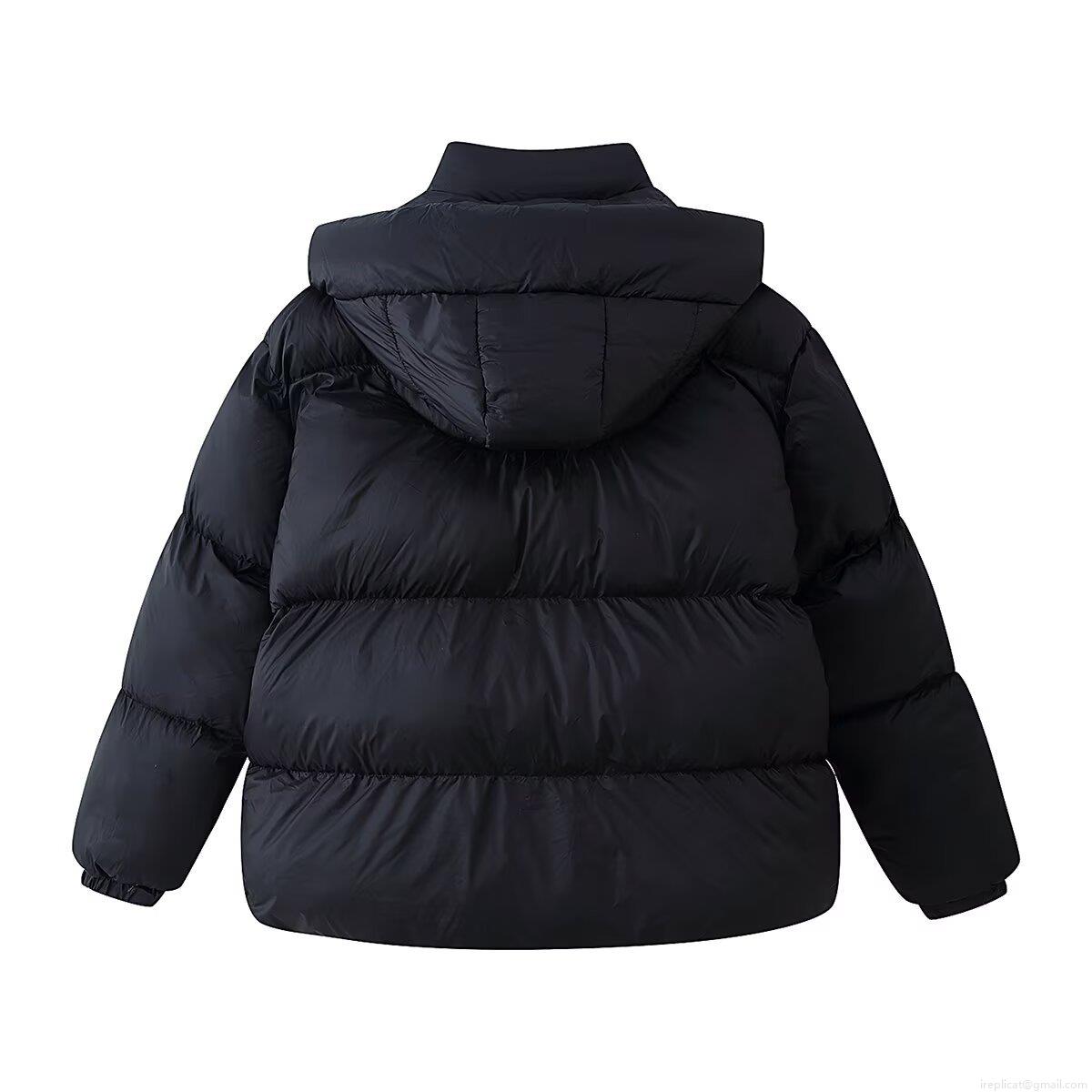 Women's Winter Padded Jacket Thick Hooded Cotton Coat Windproof Warm Quilted Outerwear With Pockets Loose Fit Casual Streetwear Black Puffer Jacket For Lady