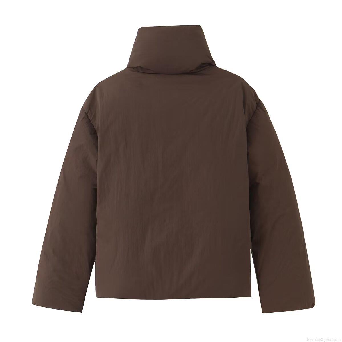 Women Casual Solid Thickened Puffer Jacket Stand Collar Tie Waist Loose Polyester Cotton Padded Coat Winter Warm Outerwear Streetwear