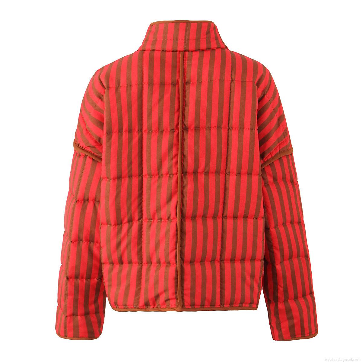 Women's Quilted Padded Jacket Cotton Blend Vertical Striped Stand Collar Zip Up Warm Outwear For Autumn Winter Casual Streetwear Puffer Coat