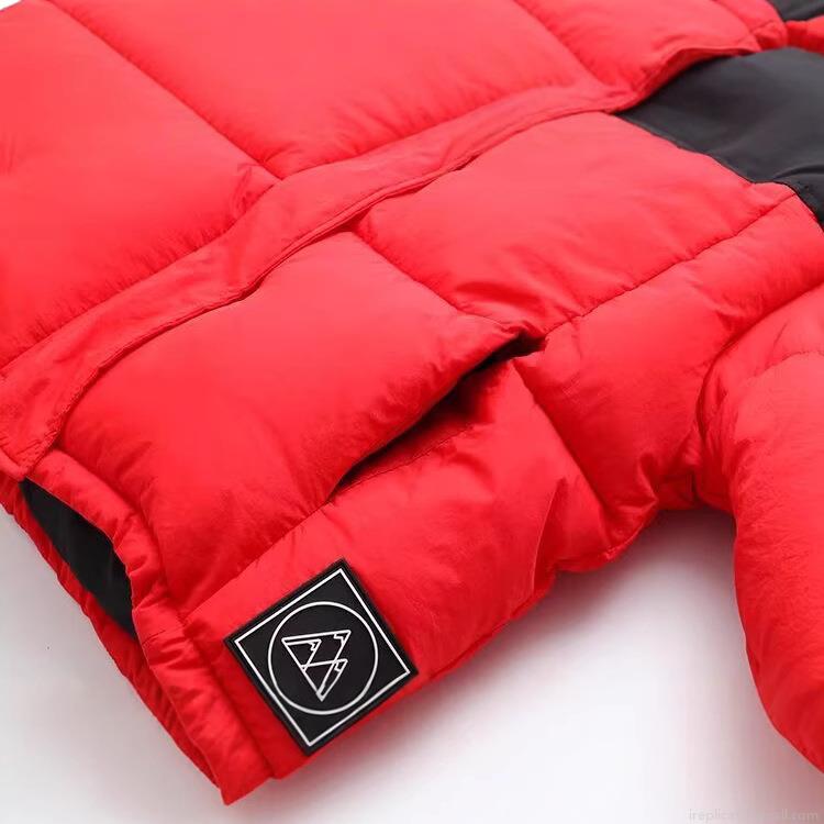 Women's Winter Hooded Puffer Jacket Color Block Red Black Thick Cotton-Padded Coat Loose Fit Windproof Middle-Long Parka Outwear Streetwear