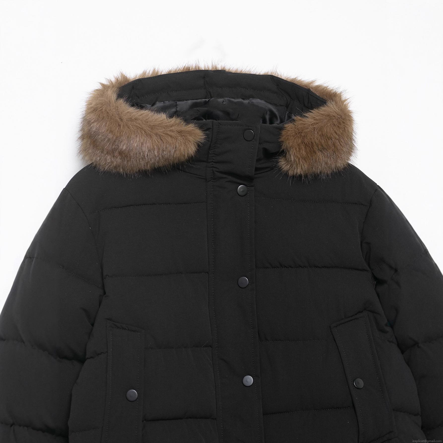 Women's Winter Puffer Jacket With Faux Fur Trim Hooded Thick Warm Polyester Cotton Padded Coat Solid Color Loose Streetwear Outerwear For Women