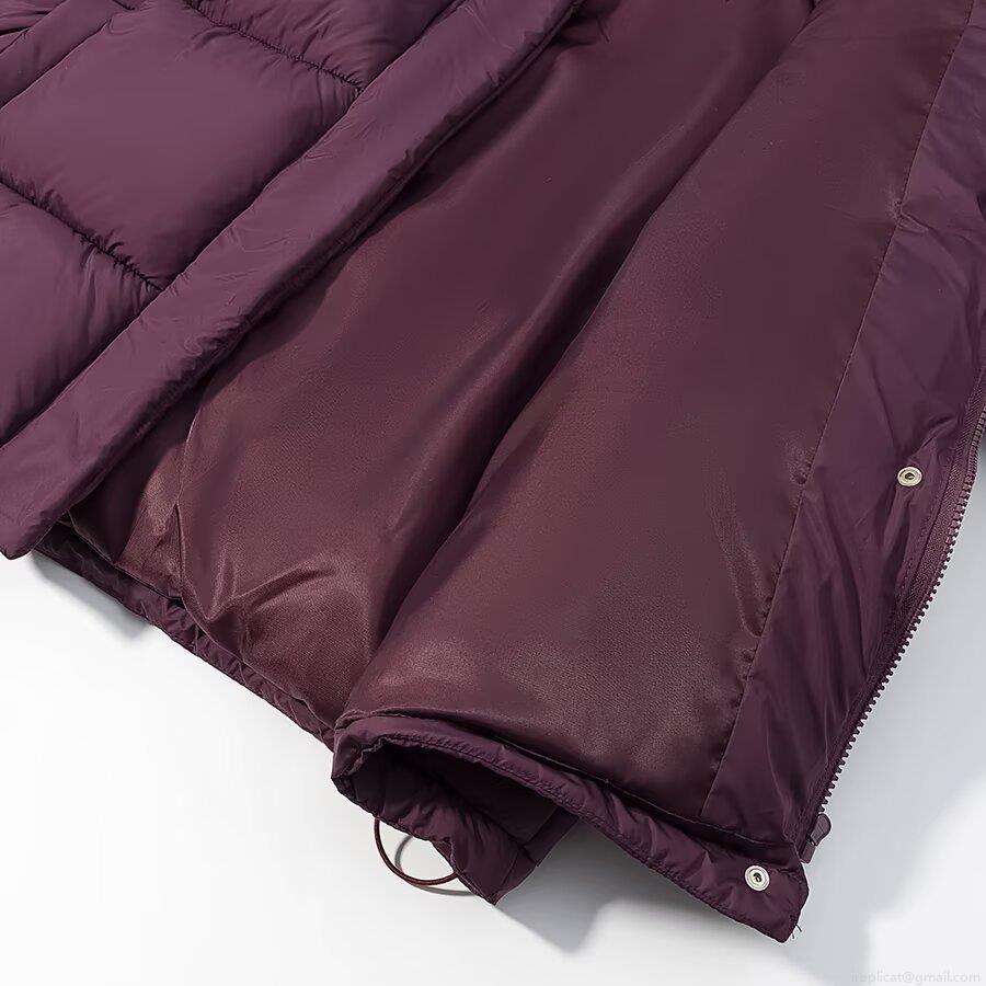Women's Casual Hooded Puffer Jacket Solid Purple Winter Warm Cotton Padded Coat Loose Long Sleeve Quilted Outerwear With Zipper Pockets Bread Style Jacket