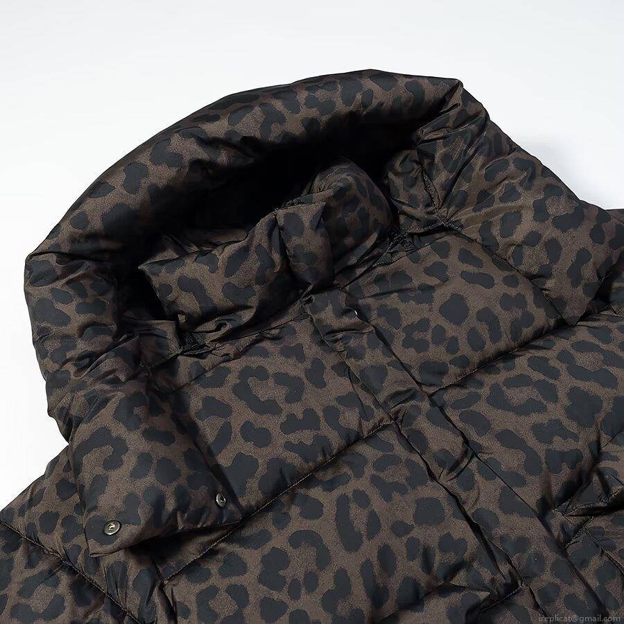 Women's Casual Leopard Print Hooded Padded Jacket Loose Winter Warm Polyester Coat With Pockets Long Sleeve Outerwear High Quality Warmth