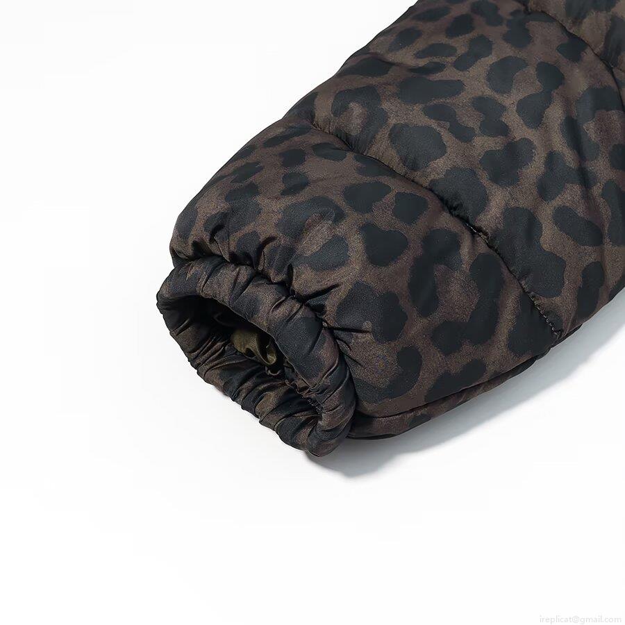 Women's Casual Leopard Print Hooded Padded Jacket Loose Winter Warm Polyester Coat With Pockets Long Sleeve Outerwear High Quality Warmth