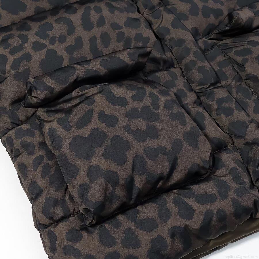 Women's Casual Leopard Print Hooded Padded Jacket Loose Winter Warm Polyester Coat With Pockets Long Sleeve Outerwear High Quality Warmth