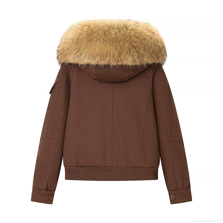 Women's Winter Warm Faux Fur Trimmed Hooded Cotton Padded Jacket Polyester Casual Solid Color Puffer Coat With Ribbed Cuffs And Hem