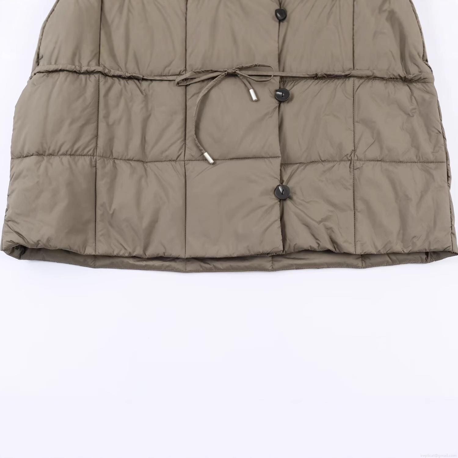 Women's Casual Short Quilted Cotton Padded Jacket With Waist Belt Long Sleeve Stand Collar Solid Color Winter Outwear Coat For Lady