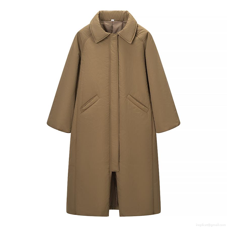 Women's Long Cotton-Padded Coat Loose Fit Turn-Down Collar Winter Warm Jacket With Polyester Fabric And Polyester Cotton Padding For Casual Outdoor Travel Ethnic Style Outerwear