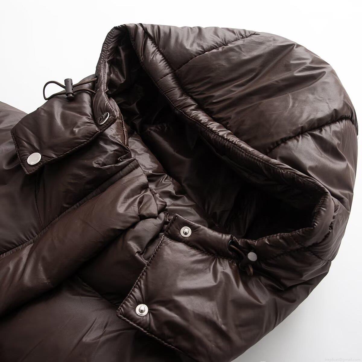 Women's Glossy Hooded Puffer Jacket Quilted Padded Winter Coat With Stand Collar Loose Fit Casual Warm Thick Outerwear Parka For Women