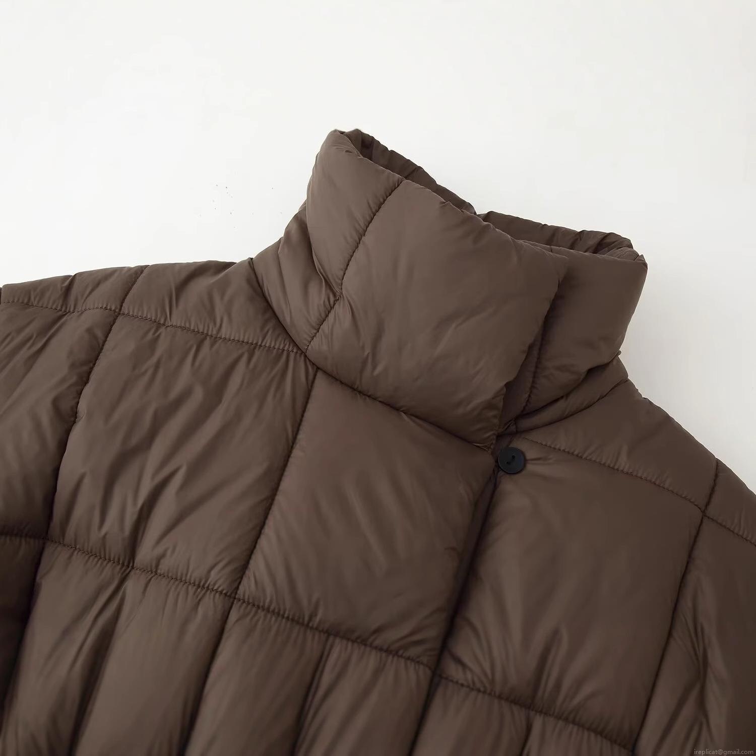 Women's Fashion Short Quilted Cotton Padded Jacket Retro Stand Collar Drawstring Waist Warm Puffer Coat Thick Winter Outerwear Casual Solid Color Top