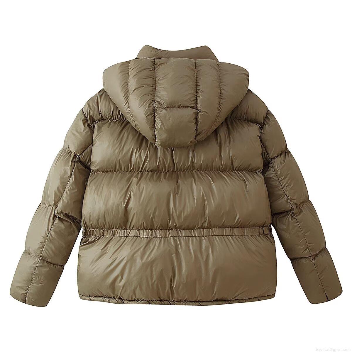 Women's Hooded Puffer Jacket Vintage Color Block Padded Coat Winter Warm Outerwear With Large Pockets Casual Zipper Quilted Jacket For Women