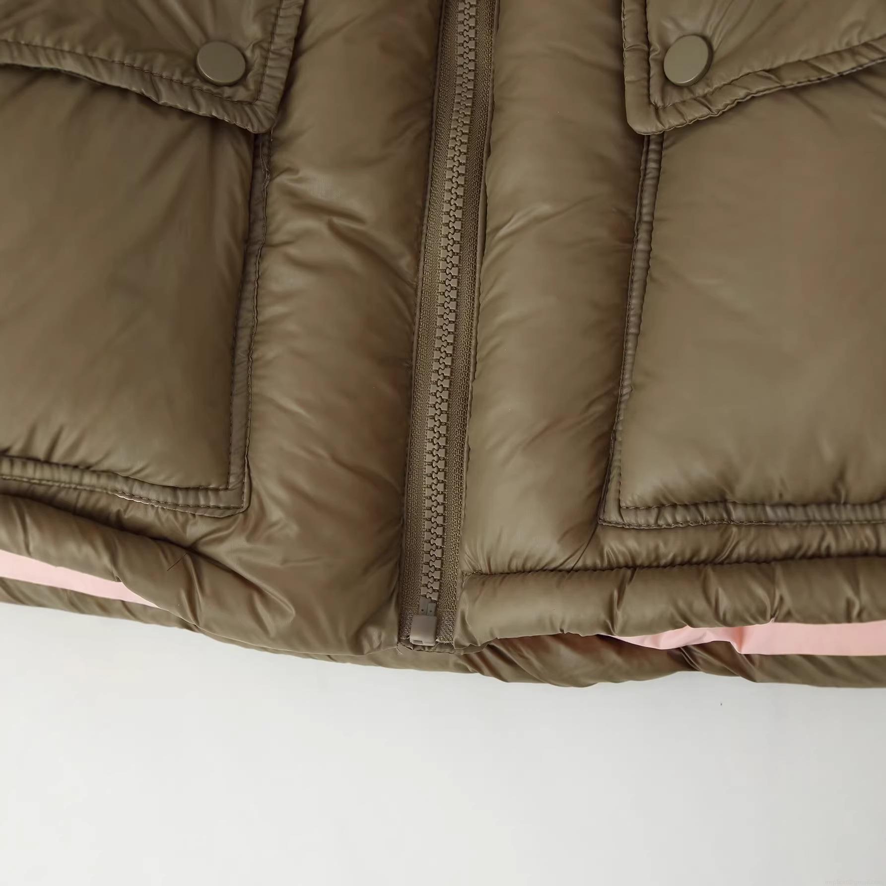 Women's Hooded Puffer Jacket Vintage Color Block Padded Coat Winter Warm Outerwear With Large Pockets Casual Zipper Quilted Jacket For Women