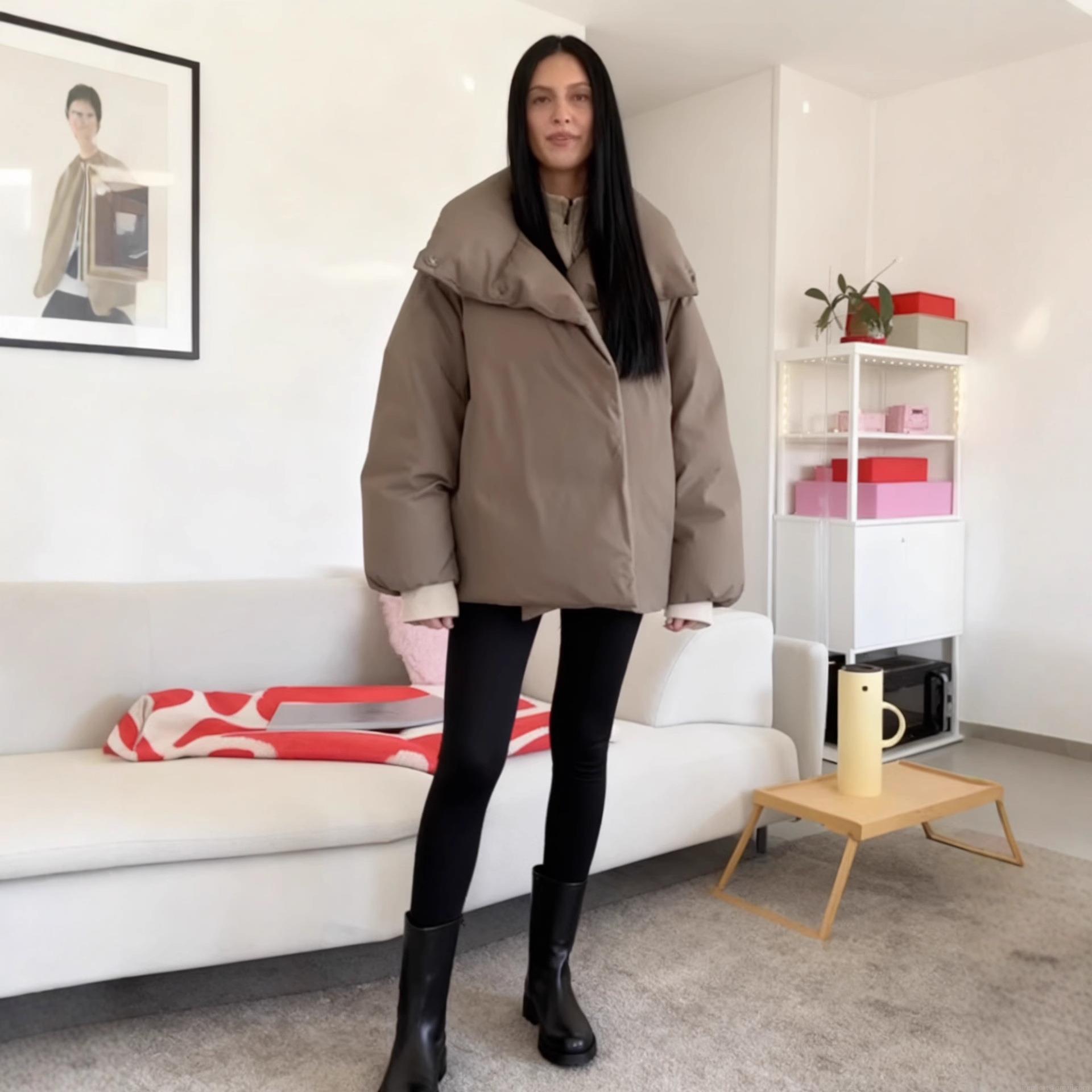 Women's Puffer Jacket Casual Stand Collar Solid Color Cotton Padded Coat Polyester Cotton Blend Winter Warm Outerwear For Women Ladies