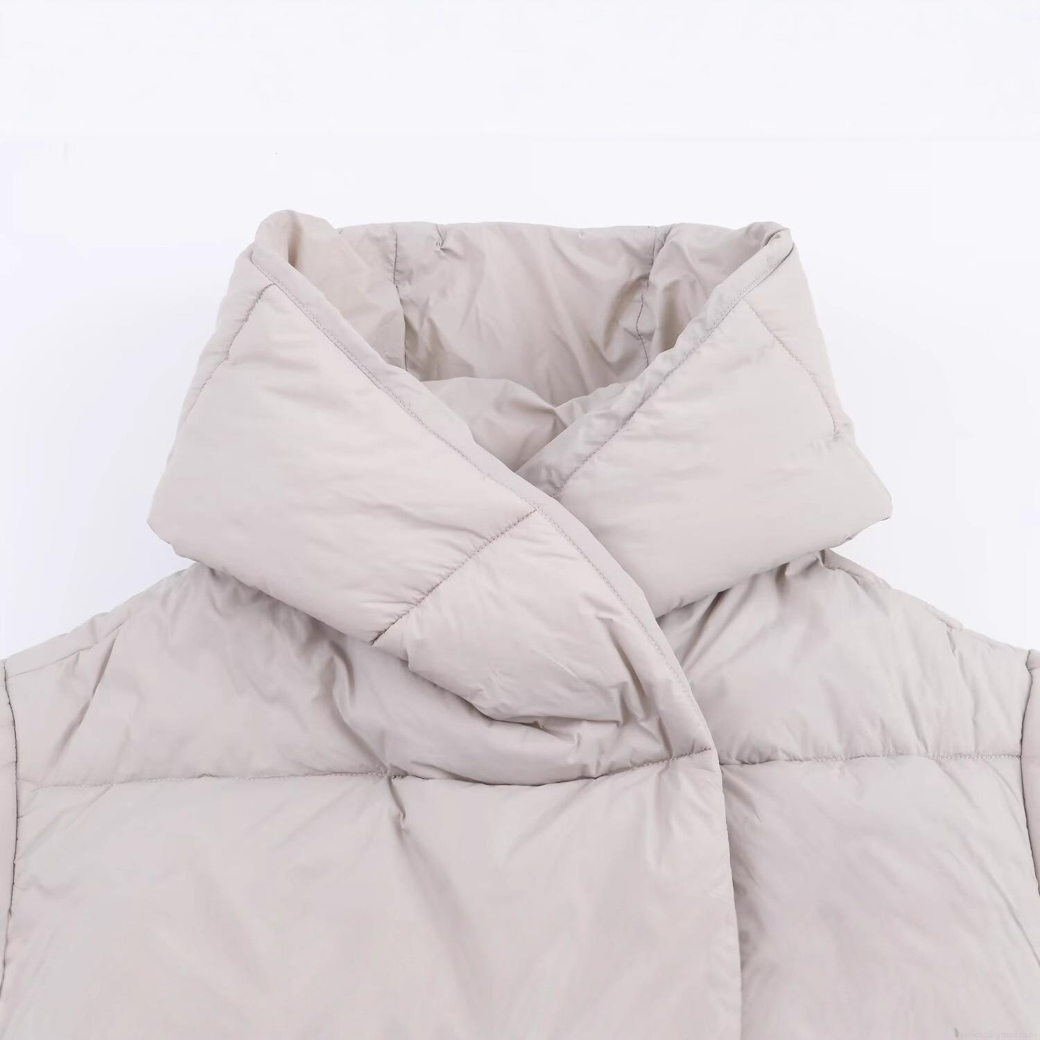 Women's Hooded Waterproof Puffer Jacket Thick Cotton-Padded Coat Loose Streetwear Warm Winter Jacket Outwear Solid Color Light Gray Polyester Jacket
