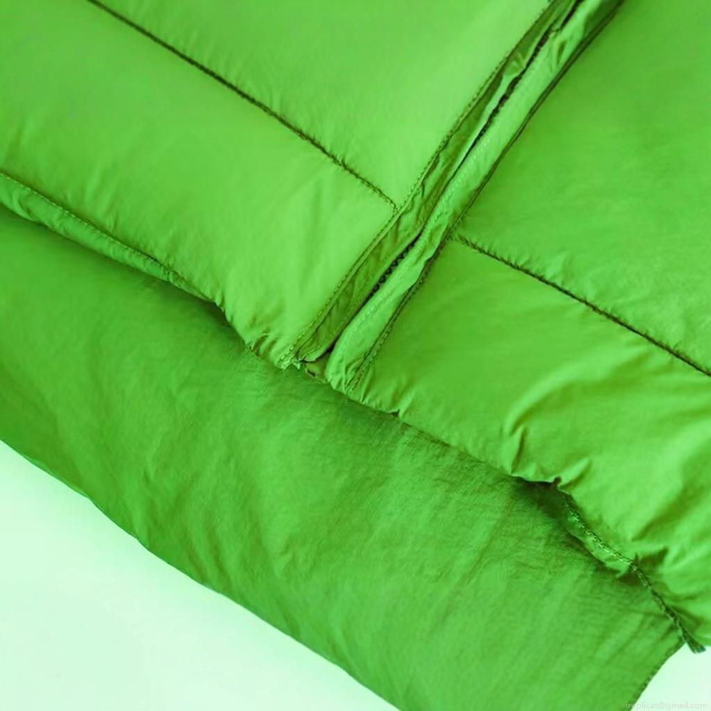 Women's Bright Green Puffer Cotton Padded Jacket With Hood Long Sleeve Quilted Mid-length Coat For Winter Outdoor Casual Ethnic Style Warm Windproof Outwear