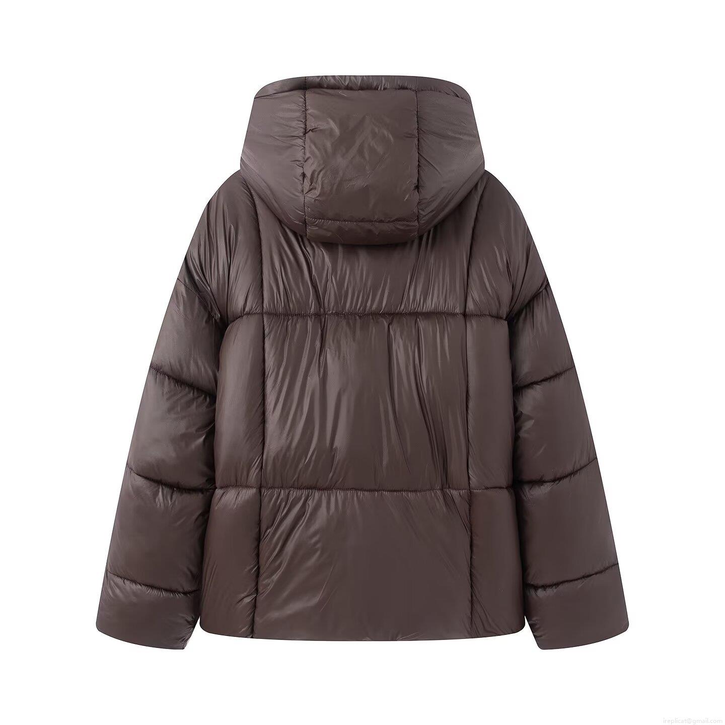 Women's Glossy Puffer Jacket Winter Warm Down Cotton Quilted Hooded Coat With Zipper Snap Closure Retro Casual Thick Outerwear For Women