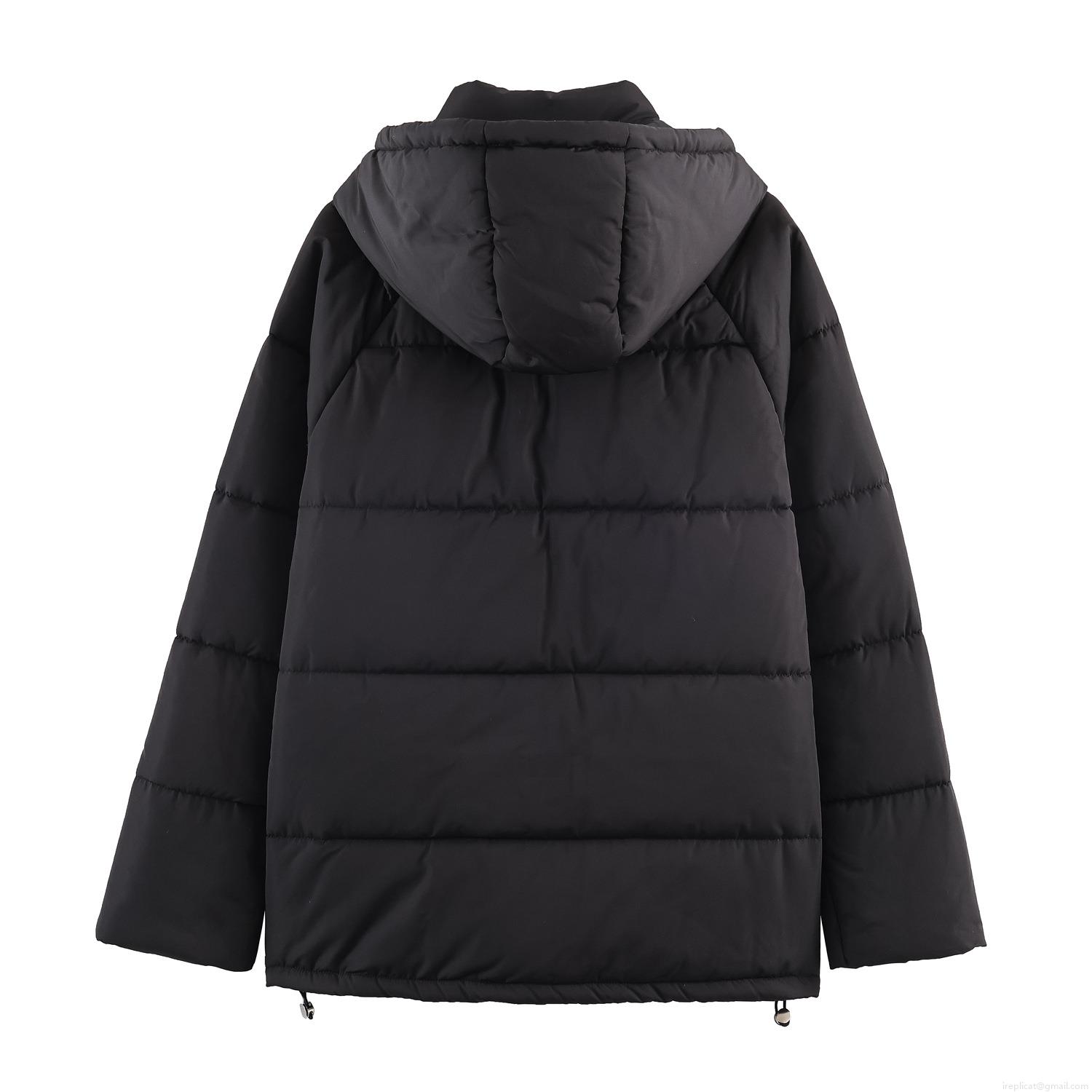 Women's Hooded Puffer Jacket Quilted Polyester Mid Length Drawstring Hem Winter Warm Overcoat Casual Oversized Streetwear Outerwear For Women