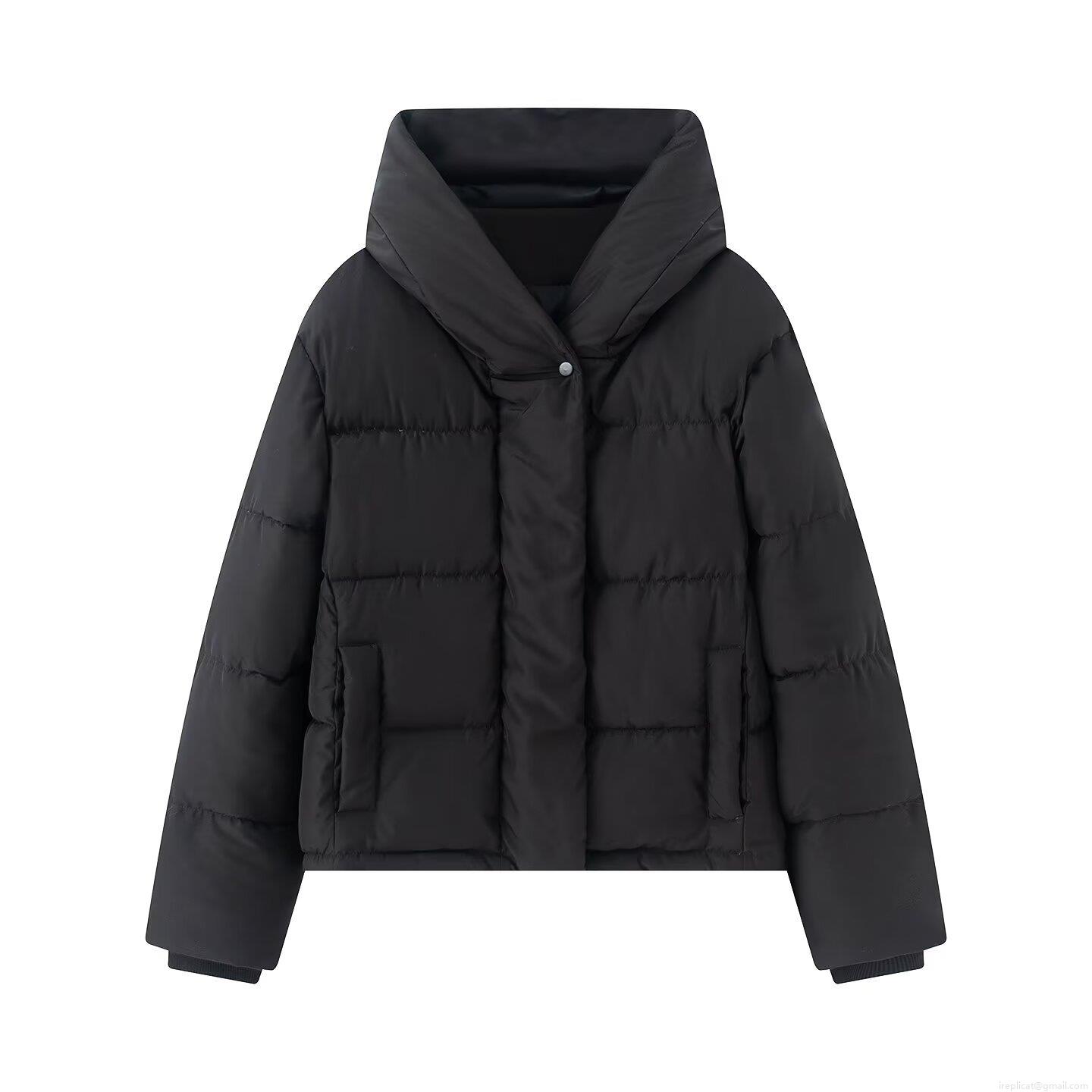 Women's Casual Hooded Padded Jacket Loose Quilted Warm Polyester Short Coat With Zipper Streetwear Outerwear For Autumn Winter