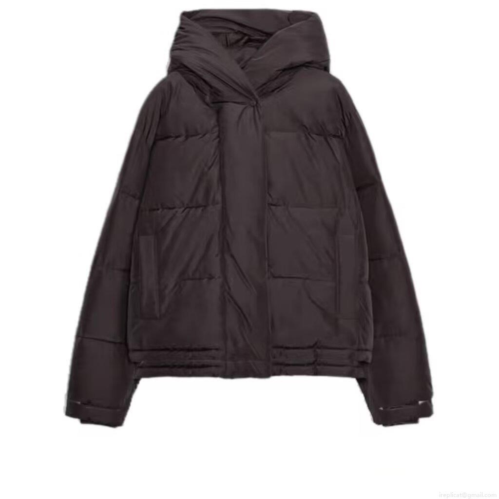 Women's Casual Hooded Padded Jacket Loose Quilted Warm Polyester Short Coat With Zipper Streetwear Outerwear For Autumn Winter