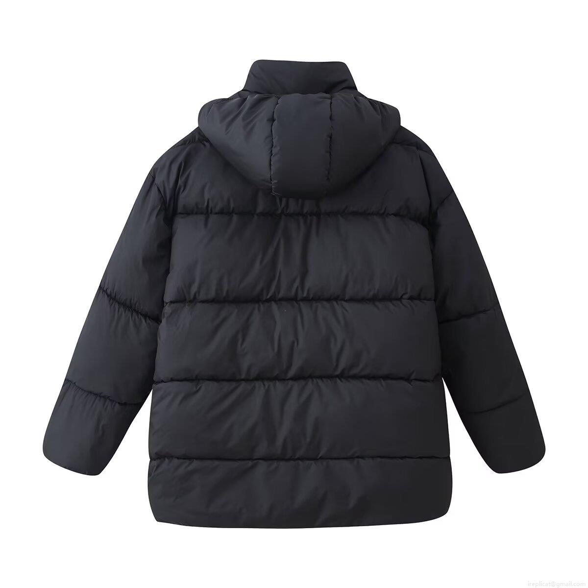 Women's Mid-Length Quilted Puffer Jacket Hooded Long Sleeve Polyester Padded Winter Coat Warm Windproof Solid Color Outerwear Casual Streetwear Parka