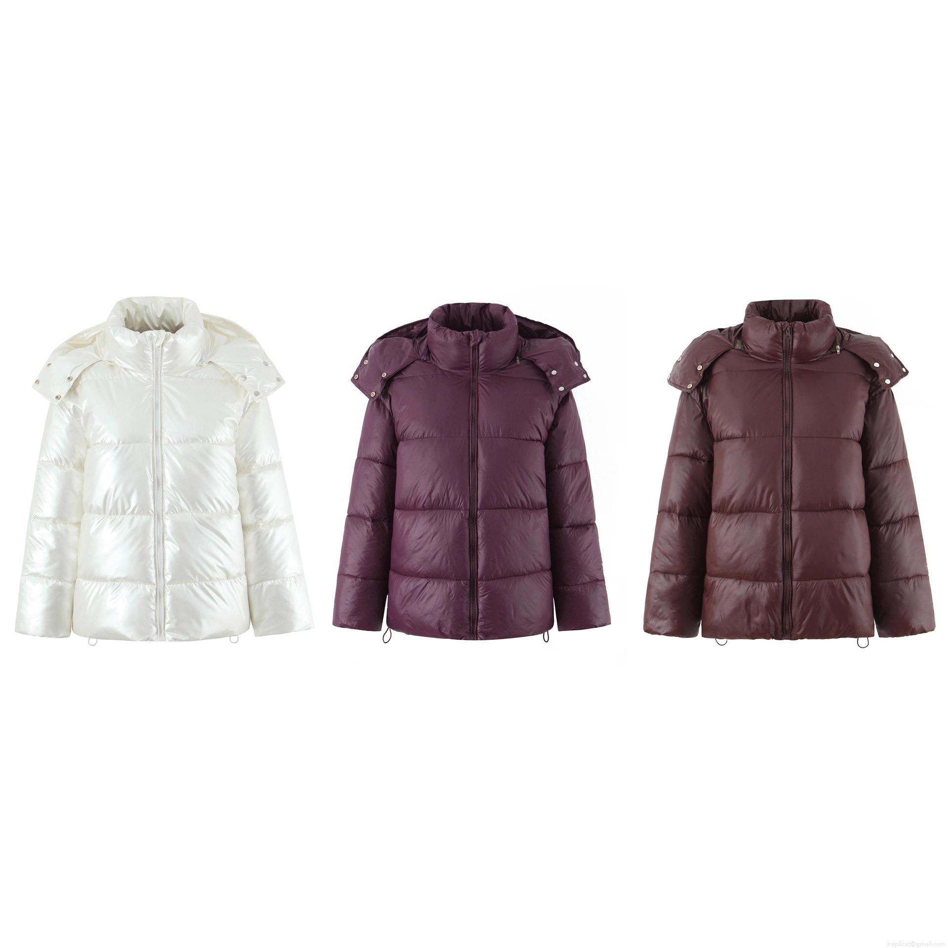 Women's Glossy Hooded Puffer Jacket Shiny Waterproof Long Sleeve Thickened Cotton Padded Coat Winter Warm Windproof Outerwear Streetwear For Ladies