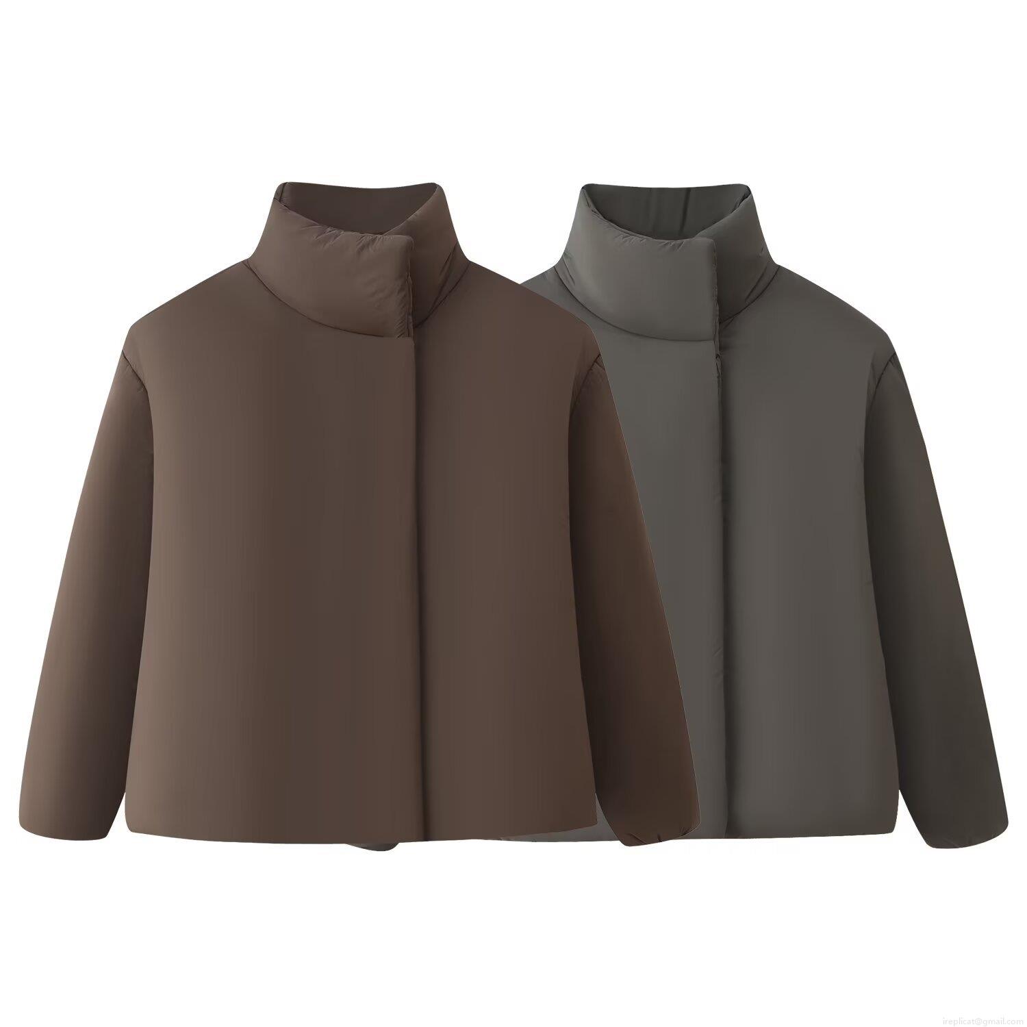 Women's Casual Loose Padded Jacket Stand Collar Long Sleeve Solid Color Winter Coat Minimalist Streetwear Outerwear For Women Polyester Padded Jacket With Concealed Button